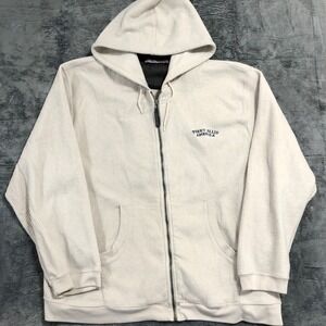 Perry Ellis America Fleece Hoodie Mens 2X Big Cream Full Zip Active Sweatshirt